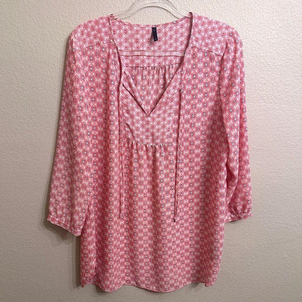 NYDJ Mixed Print Peasant Blouse